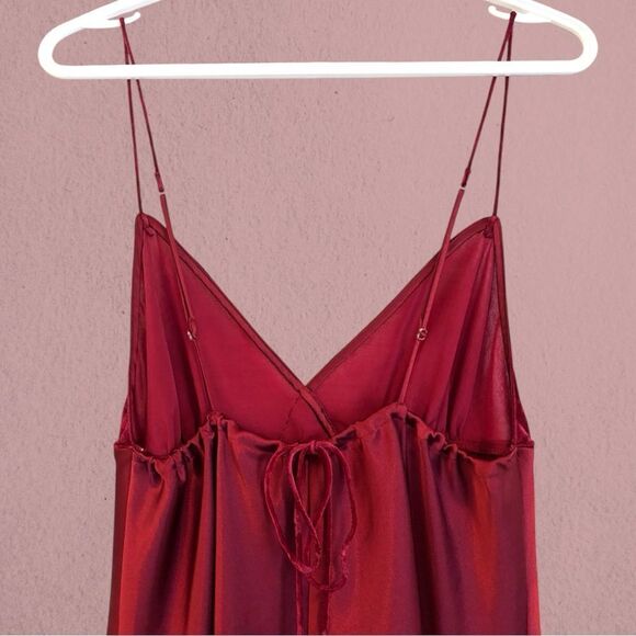 Vintage Silk & Satin burgundy satin and velvet slip dress - Picture 8 of 10
